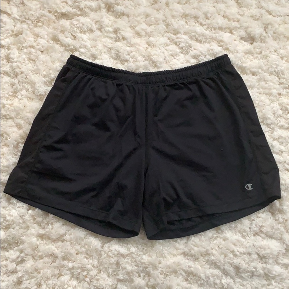 Black workout shorts with built in spandex shorts